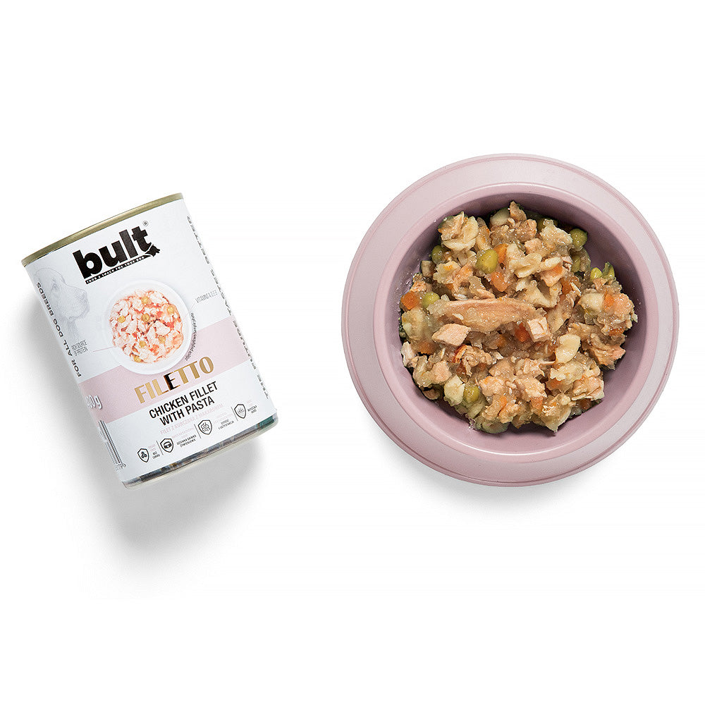 BULT Meat Fillets wet dog food chicken with pasta, 400 g can