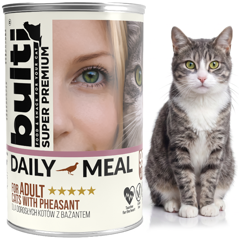 BULTI Daily Meal Adult mokré krmivo pro kočky s bažantem, konzerva 24 × 400 g