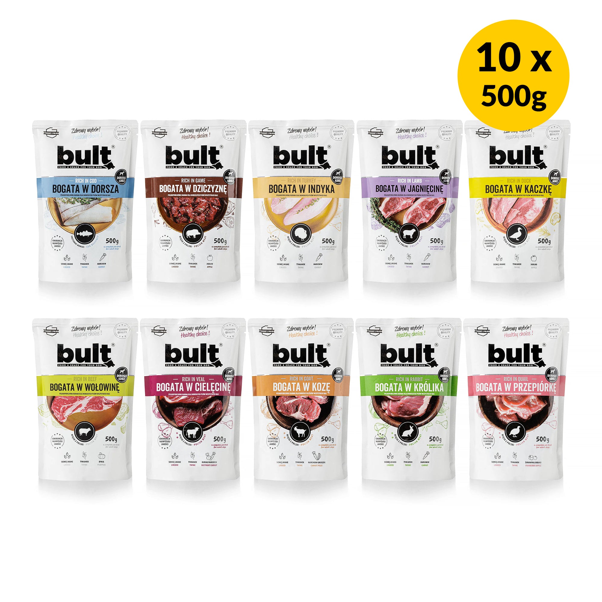 BULT mokra karma dla psa mix smaków, saszetka 10 x 500g, pełnoporcjowa