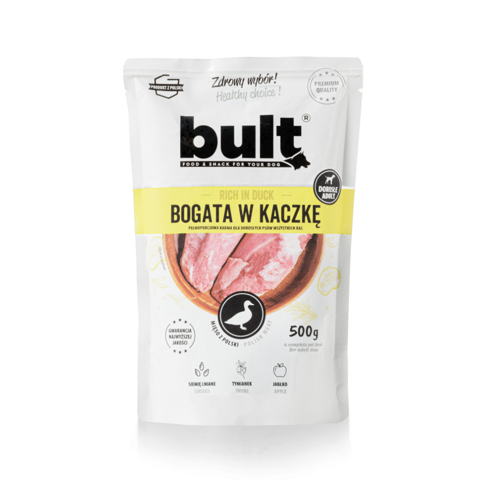BULT wet dog food duck, pouch, complete meal