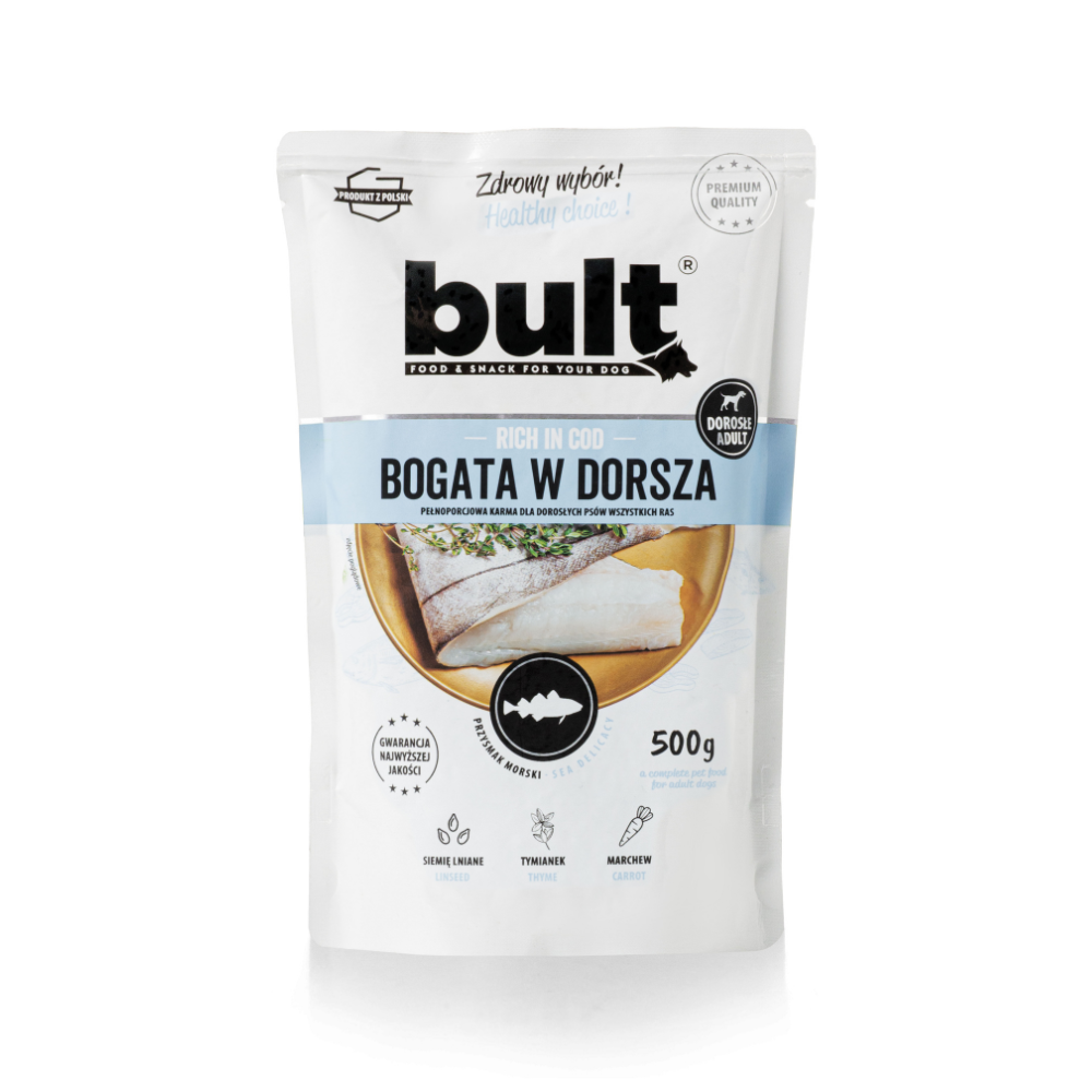 BULT wet dog food cod, pouch, complete meal