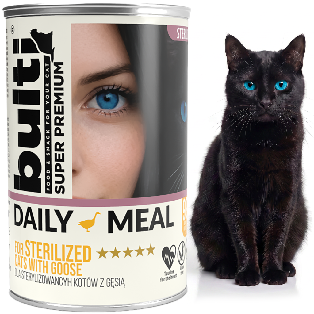 BULTI Daily Meal sterilizované mokré krmivo pro kočky s kuřetem a husou, konzerva 36 × 400 g