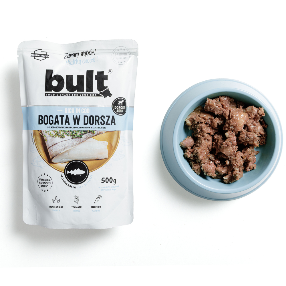 BULT wet dog food cod, pouch, complete meal