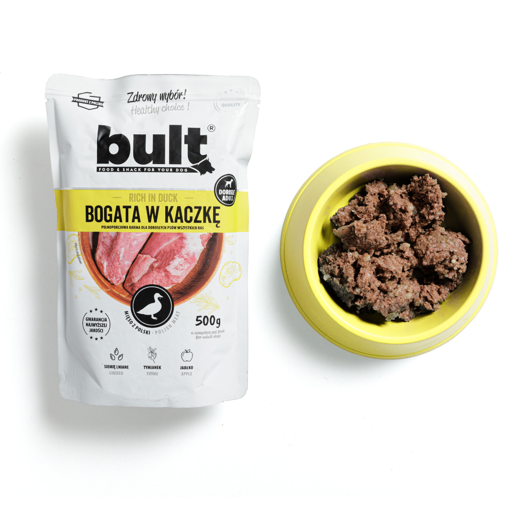 BULT wet dog food duck, pouch, complete meal