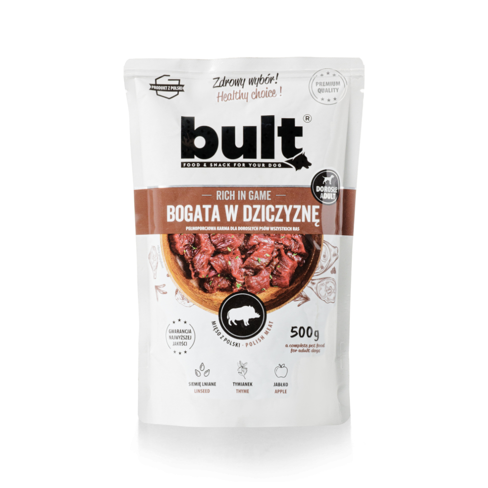 BULT wet dog food venison, pouch, complete meal