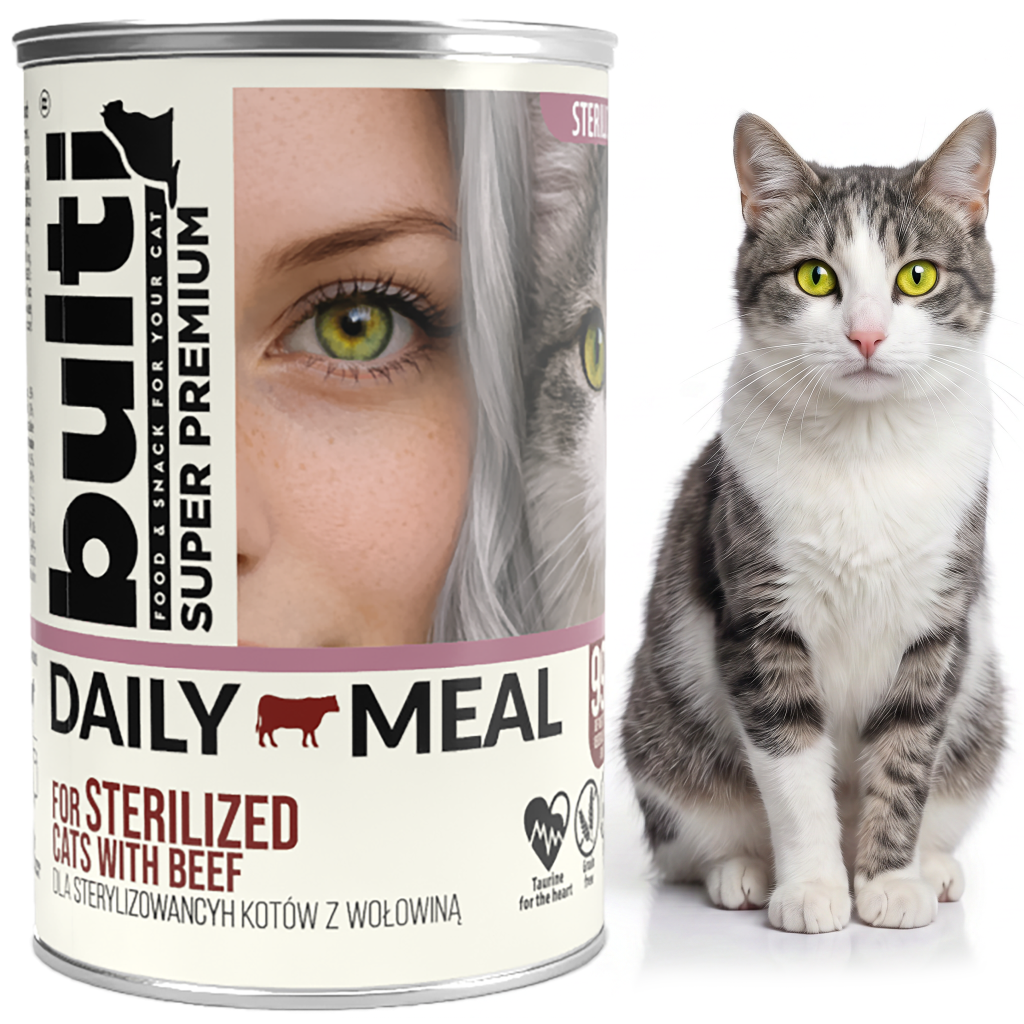 BULTI Daily Meal Sterilized mokra karma dla kota wołowina z kurczakiem, puszka 24 x 400g
