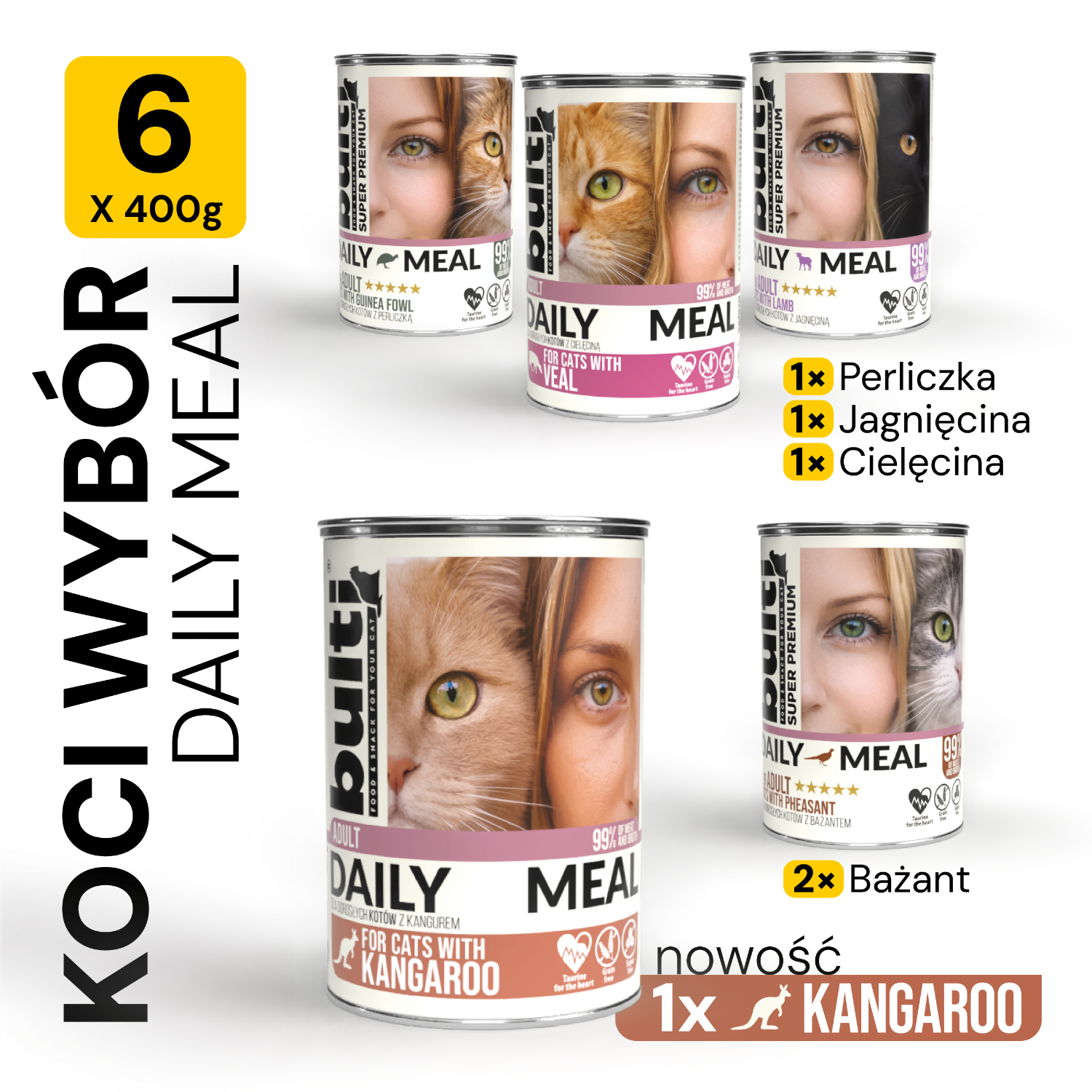 BULTI daily meal koci wybór mix smaków 6x400g