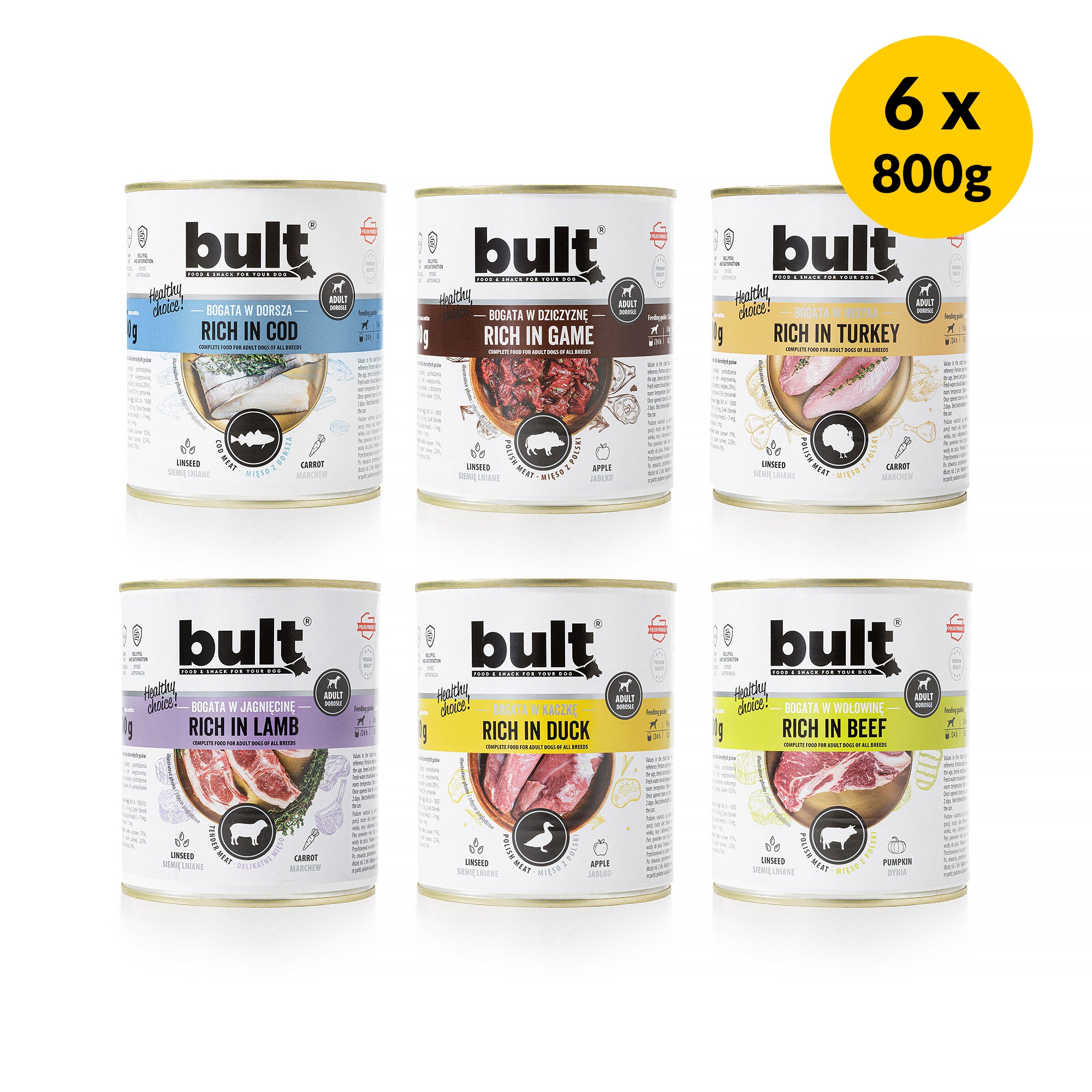 BULT mokra karma dla psa Mix Smaków puszka 6x800g
