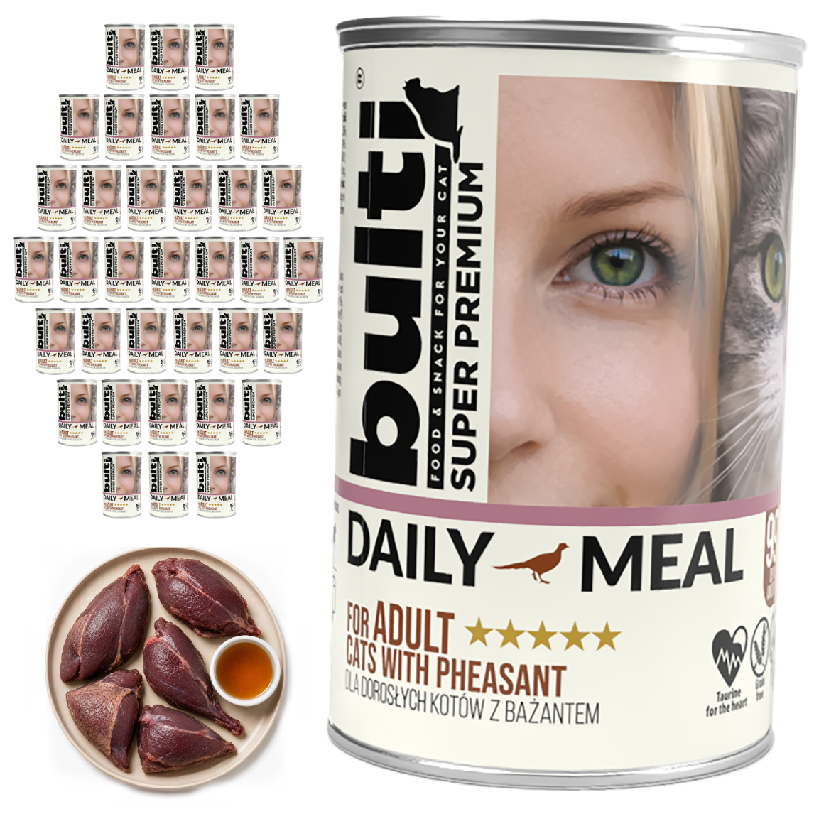 BULTI Daily Meal Adult mokra karma dla kota bażant, puszka 36 x 400g