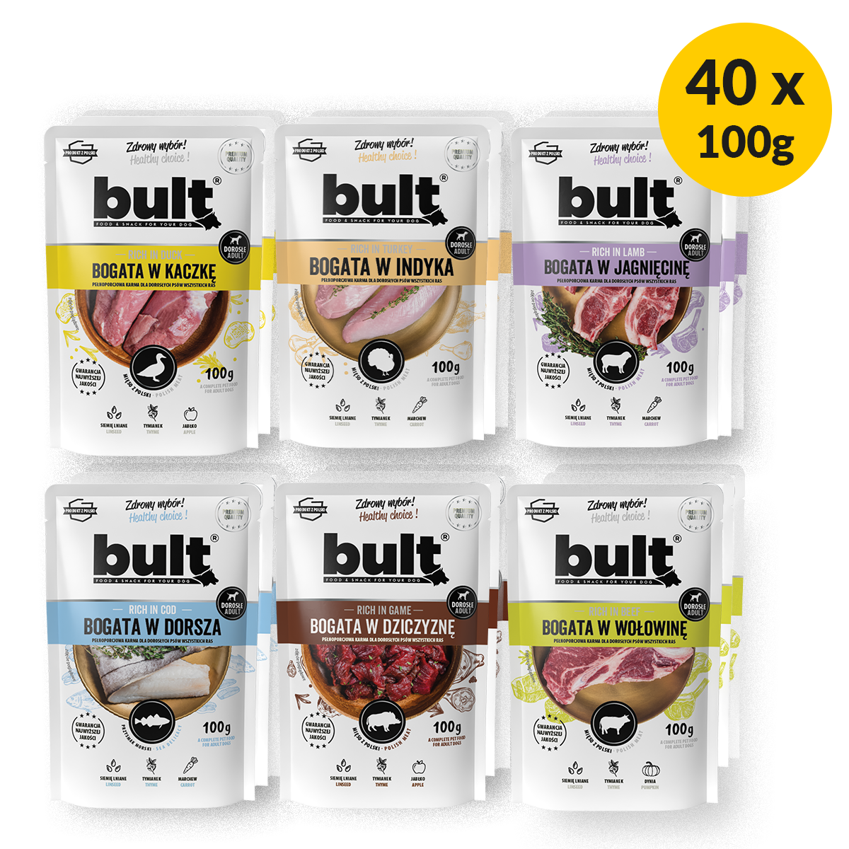 BULT mokrá krmivo pro psa mix příchutí, sáček 40 x 100 g