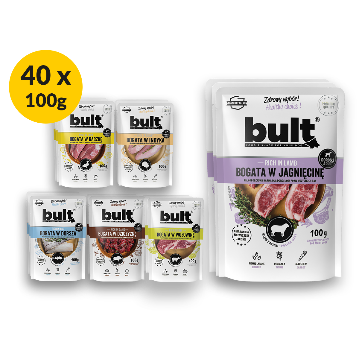 BULT mokra karma dla psa mix smaków, saszetka 40 x 100 g