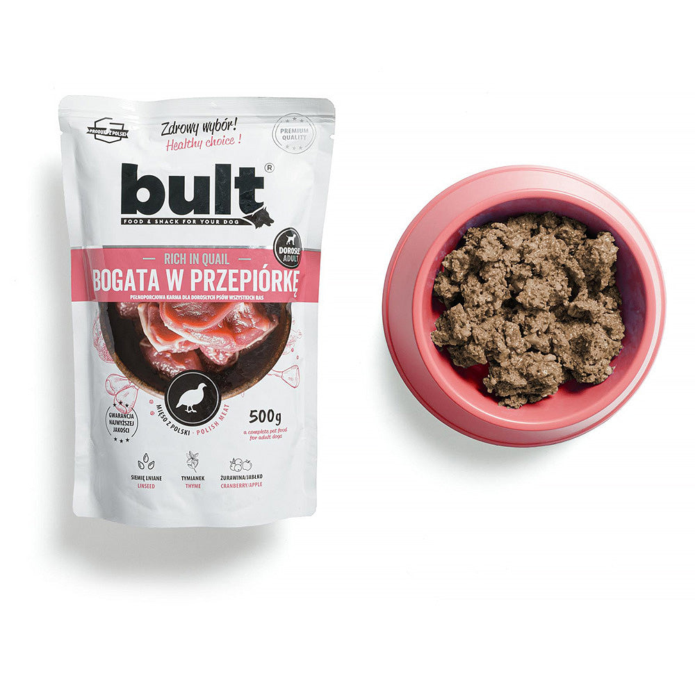 BULT mokra karma dla psa przepiórka, saszetka 500 g, pełnoporcjowa
