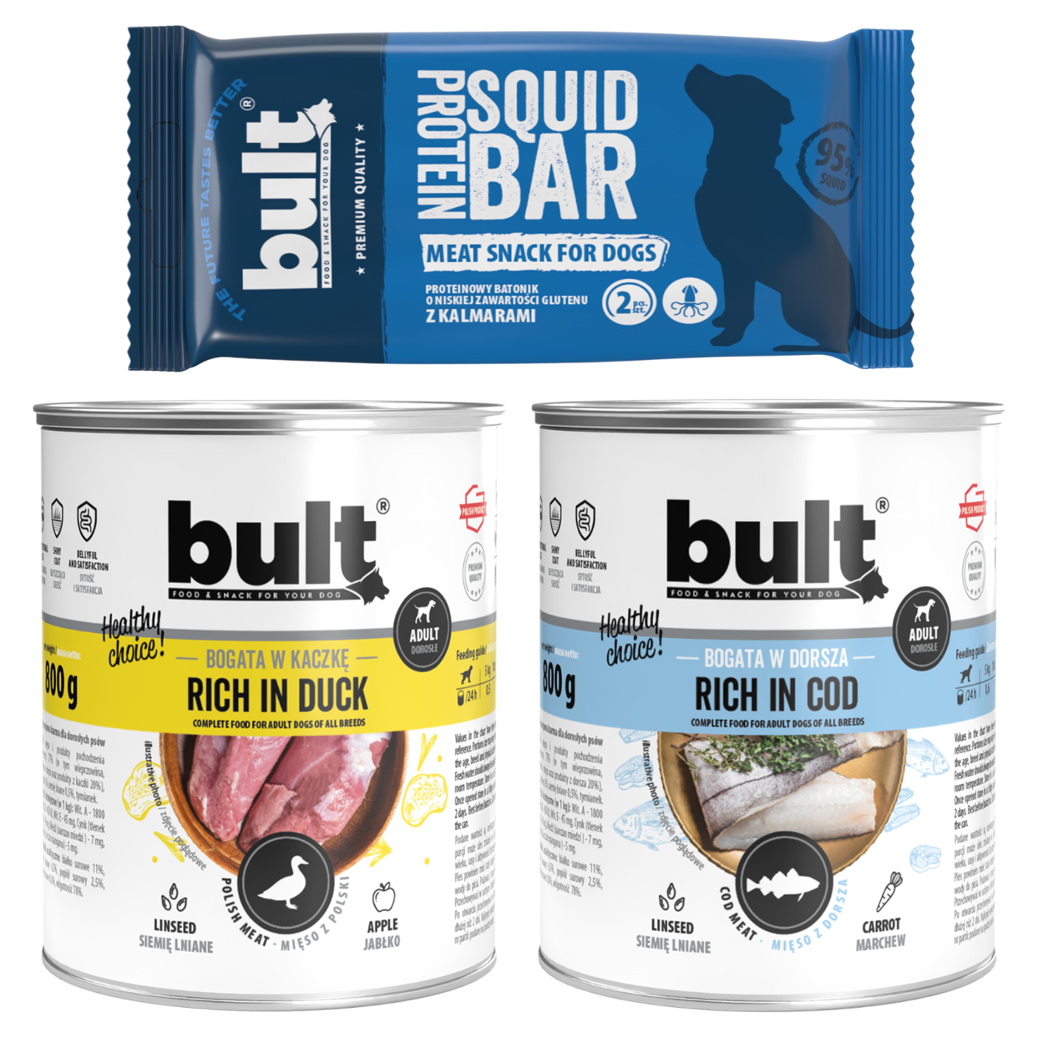 BULT Starter Box wodny 1x Protein Bar 75g + 2x puszka 800g