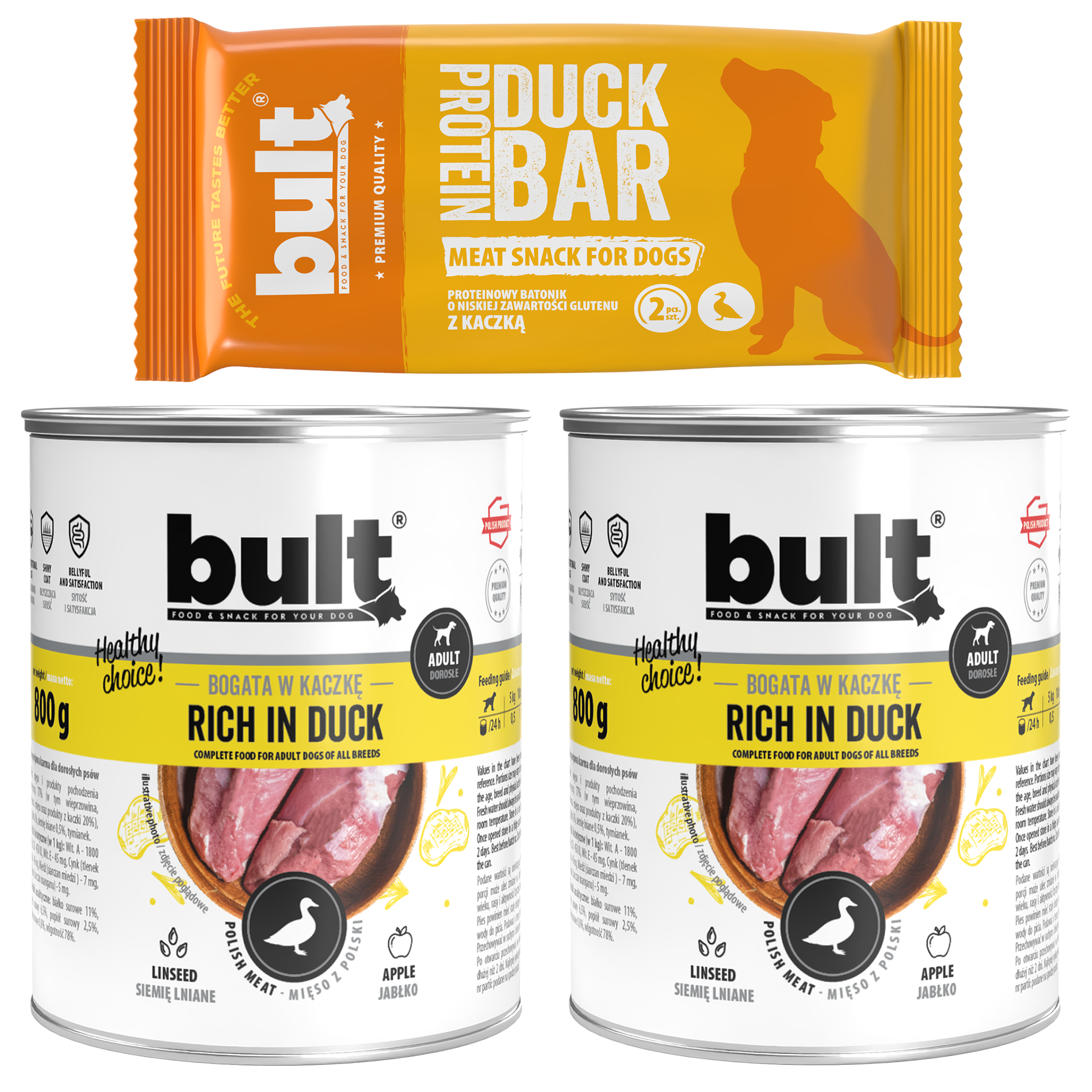 BULT Starter Box 1x Protein Bar Kaczka 75g + 2x Kaczka puszka 800g