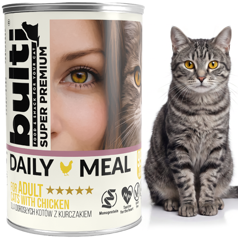 BULTI Daily Meal Adult mokré krmivo pro kočky s kuřetem, 36×400 g v plechovce