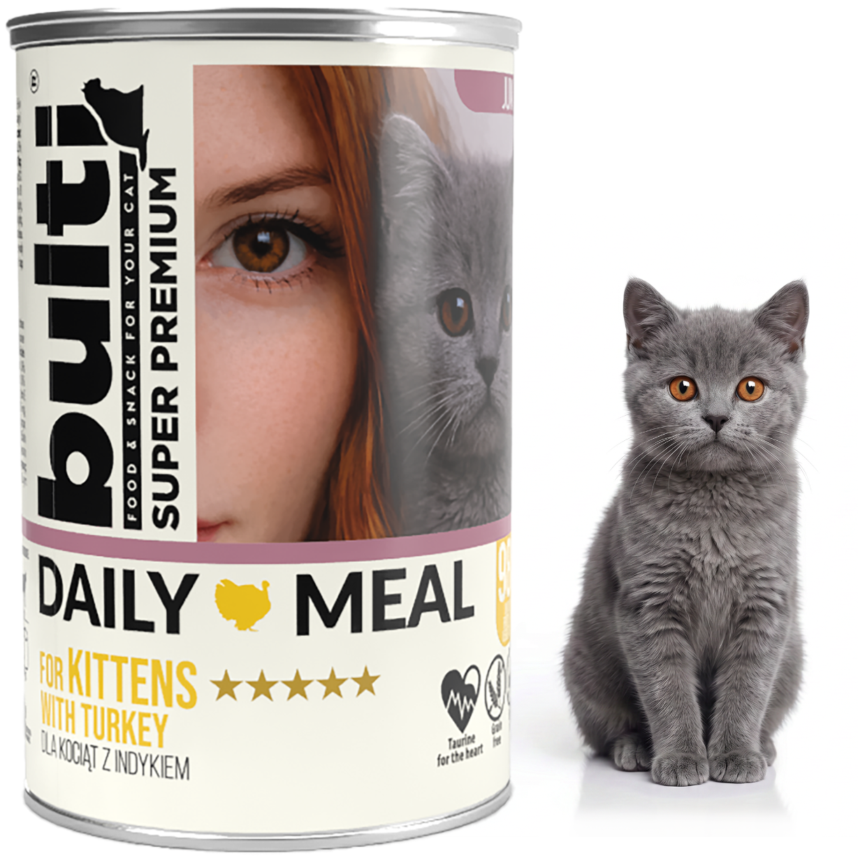 BULTI Daily Meal Nassfutter für Kätzchen mit Truthahn, Dose 24 x 400 g