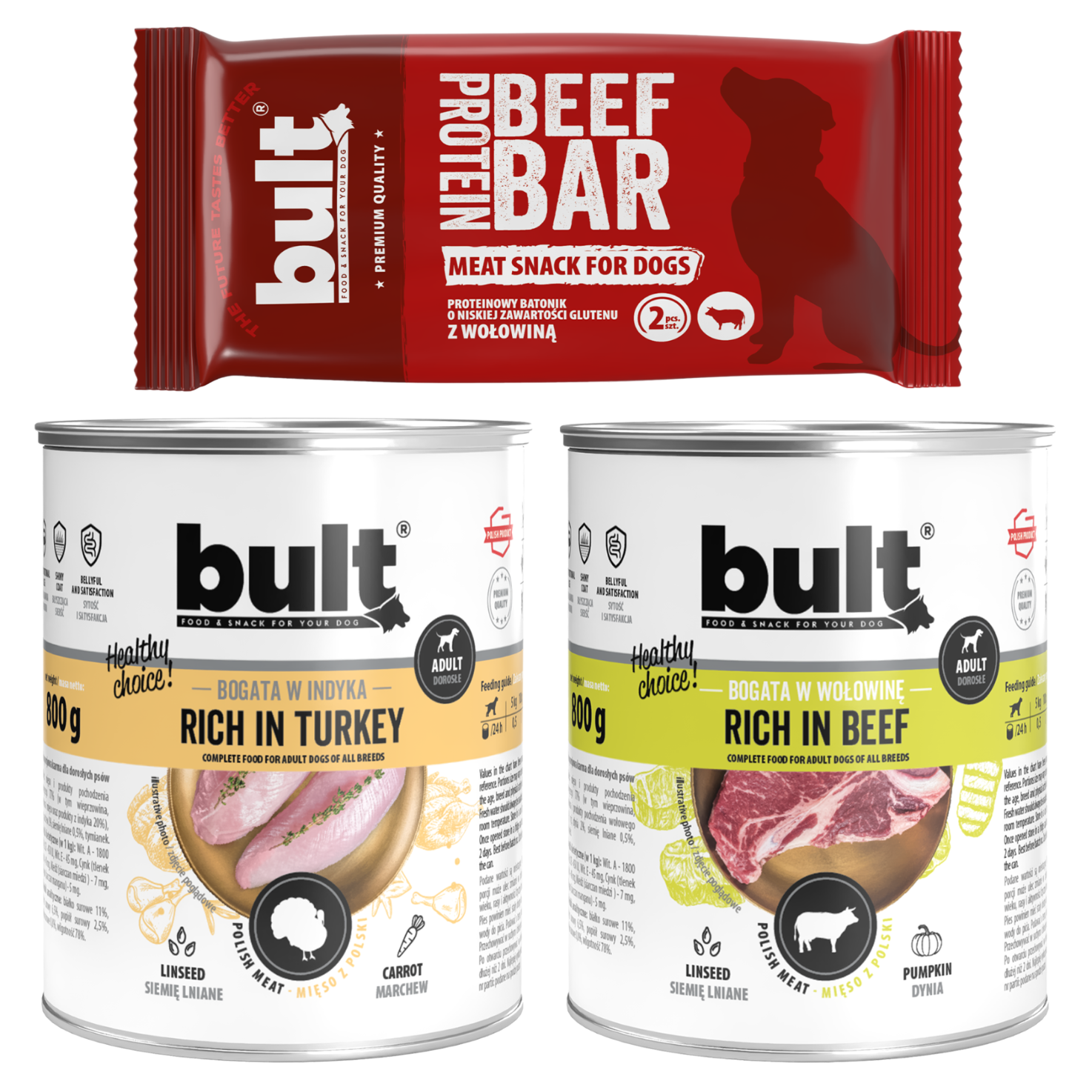 BULT Starter Box klasyczny 1x Protein Bar 75g + 2x puszka 800g