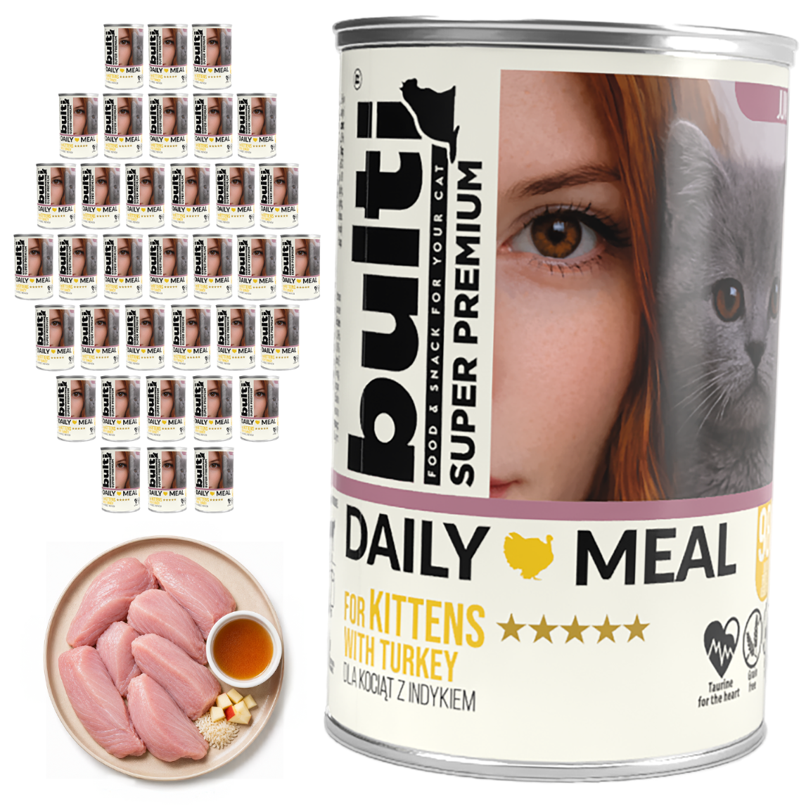 BULTI Daily Meal Nassfutter für Kätzchen mit Truthahn, Dose, 36 x 400 g