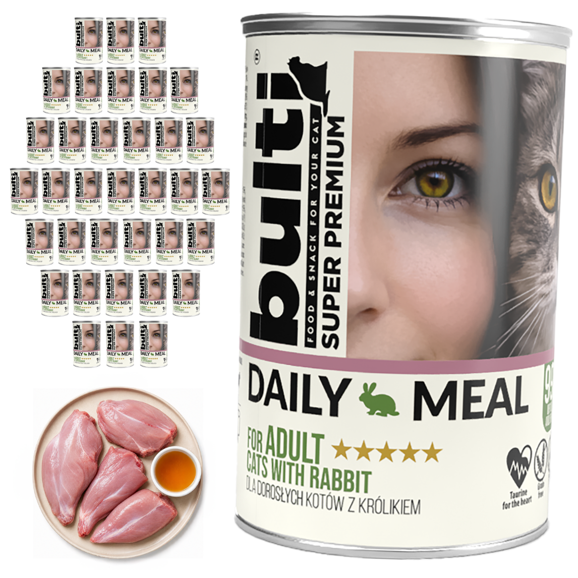 BULTI Daily Meal Adult mokra karma dla kota królik, puszka 36 x 400g