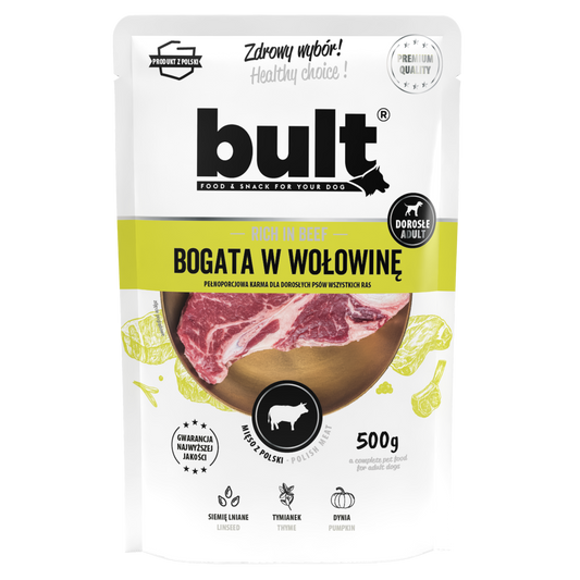 Zestaw 10x500g Saszetka mielonka BULT bogata w wołowinę - bult.dog