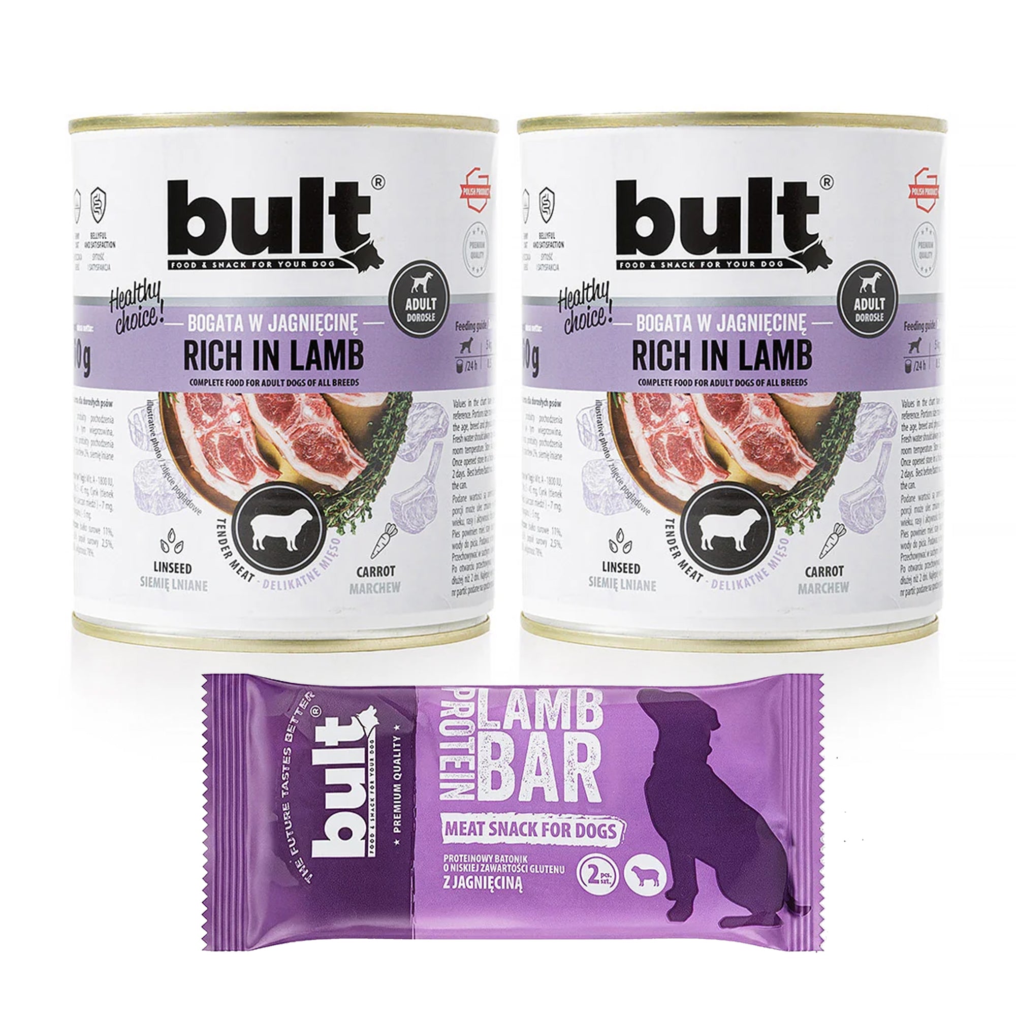 BULT Starter Box 1x Protein Bar Jagnięcina 75g + 2x Jagnięcina puszka 800g