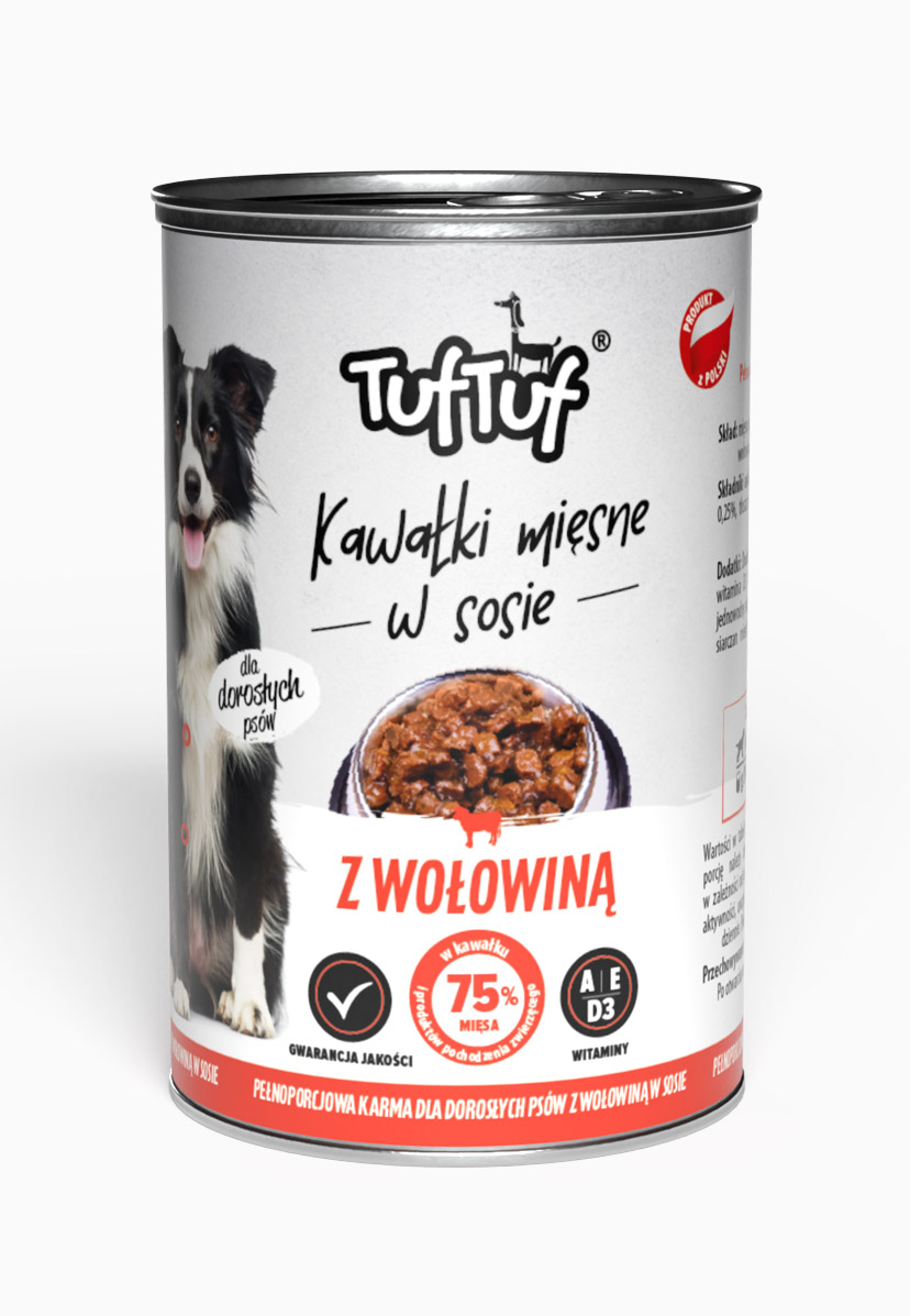 Karma mokra TUF TUF - kawałki mięsne z wołowiną dla psa