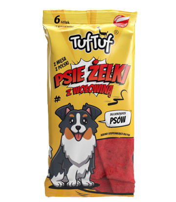 TUF TUF Psie żelki - paski z wołowiną